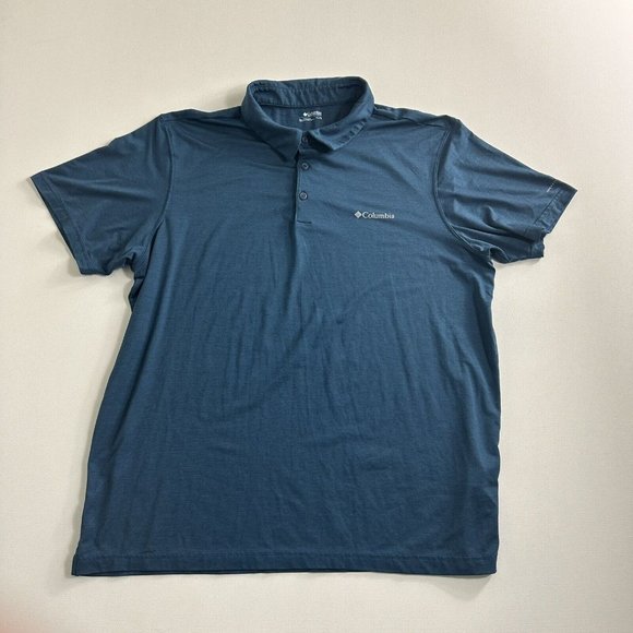 Columbia Omni Wick Mens Size XL Blue Short Sleeve Polo Shirt Outdoor Casual - Picture 1 of 9
